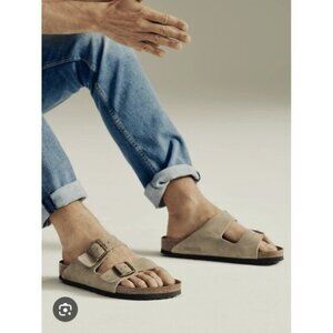 Birkenstock Arizona Taupe Suede Leather Soft Clog Sandals Regular/Wide Shoes